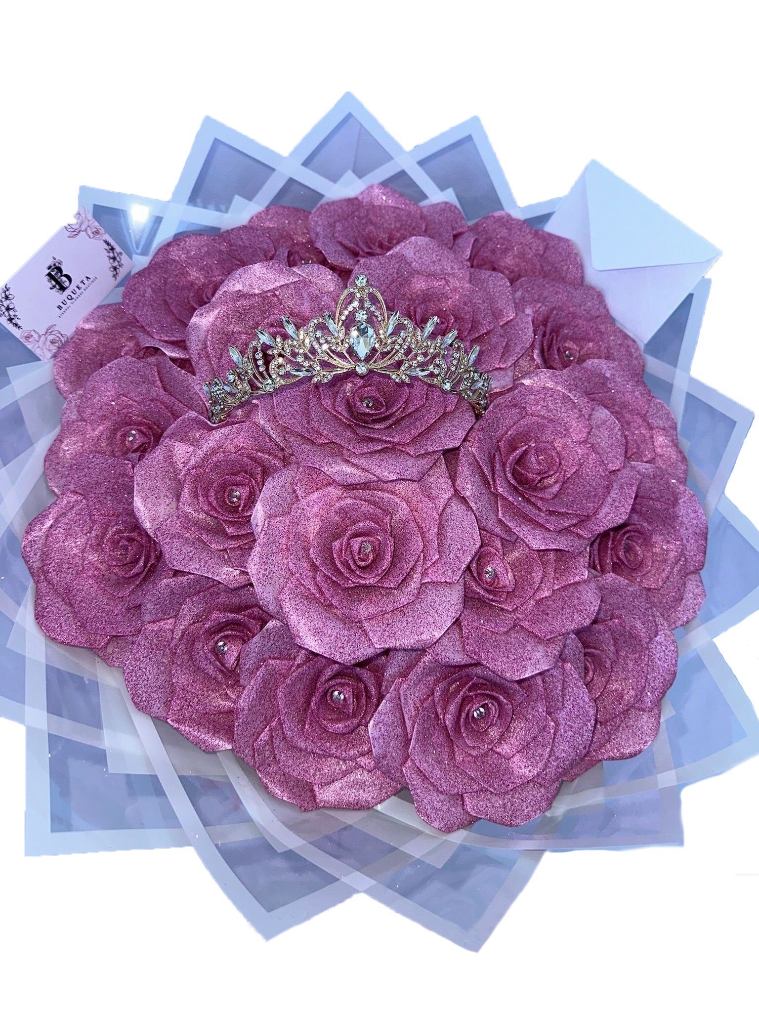 Букет от 21 рози от сатен