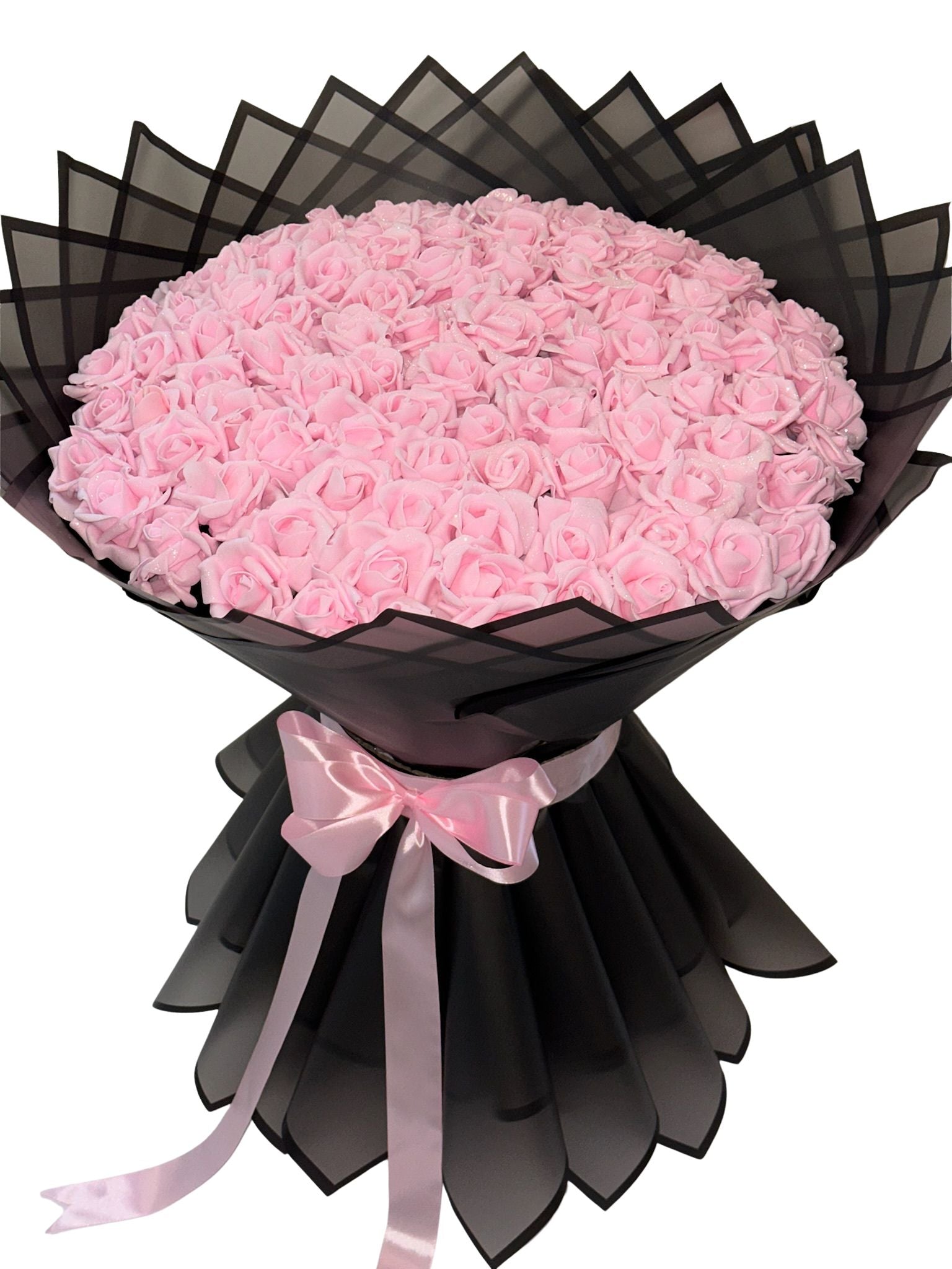 Букет от 101 рози фоам с брокат, издължена база