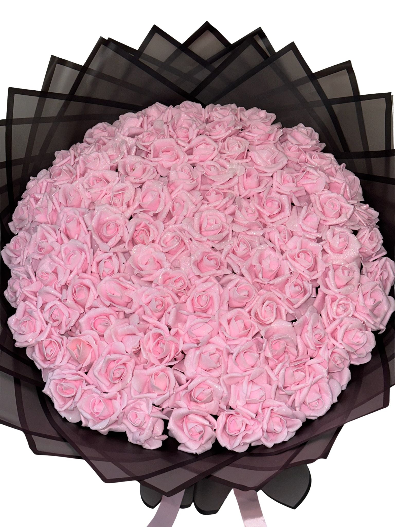 Букет от 101 рози фоам с брокат, издължена база