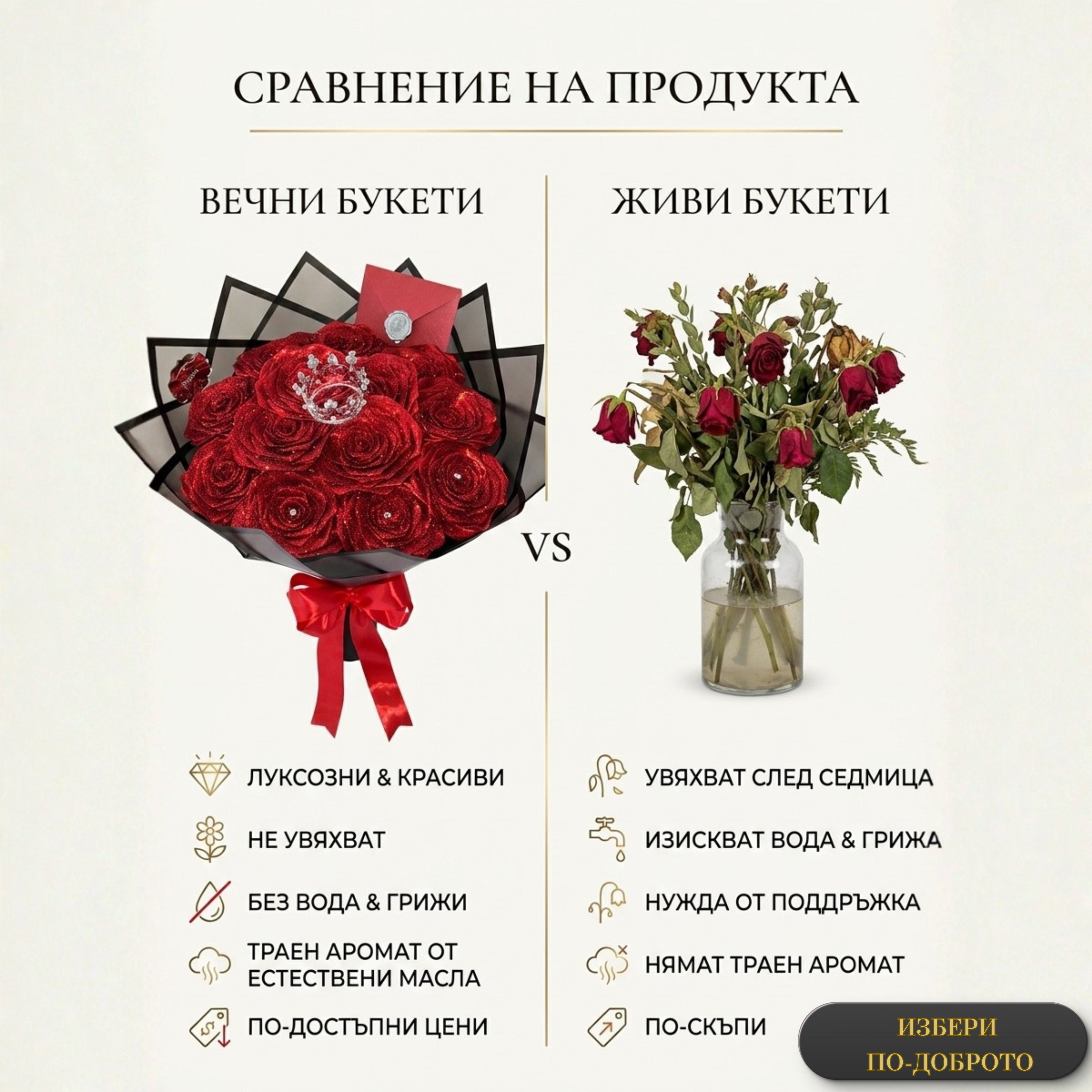 Вечен букет от 13 рози от сатен