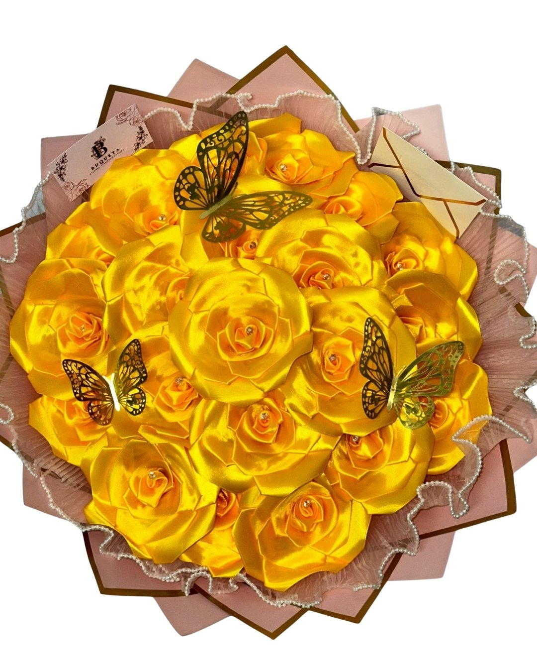 Букет от 21 рози от сатен